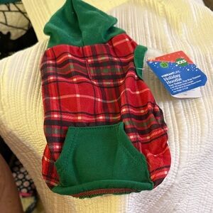 Holiday Plaid Dog Hoodie - Red and Green size xxs